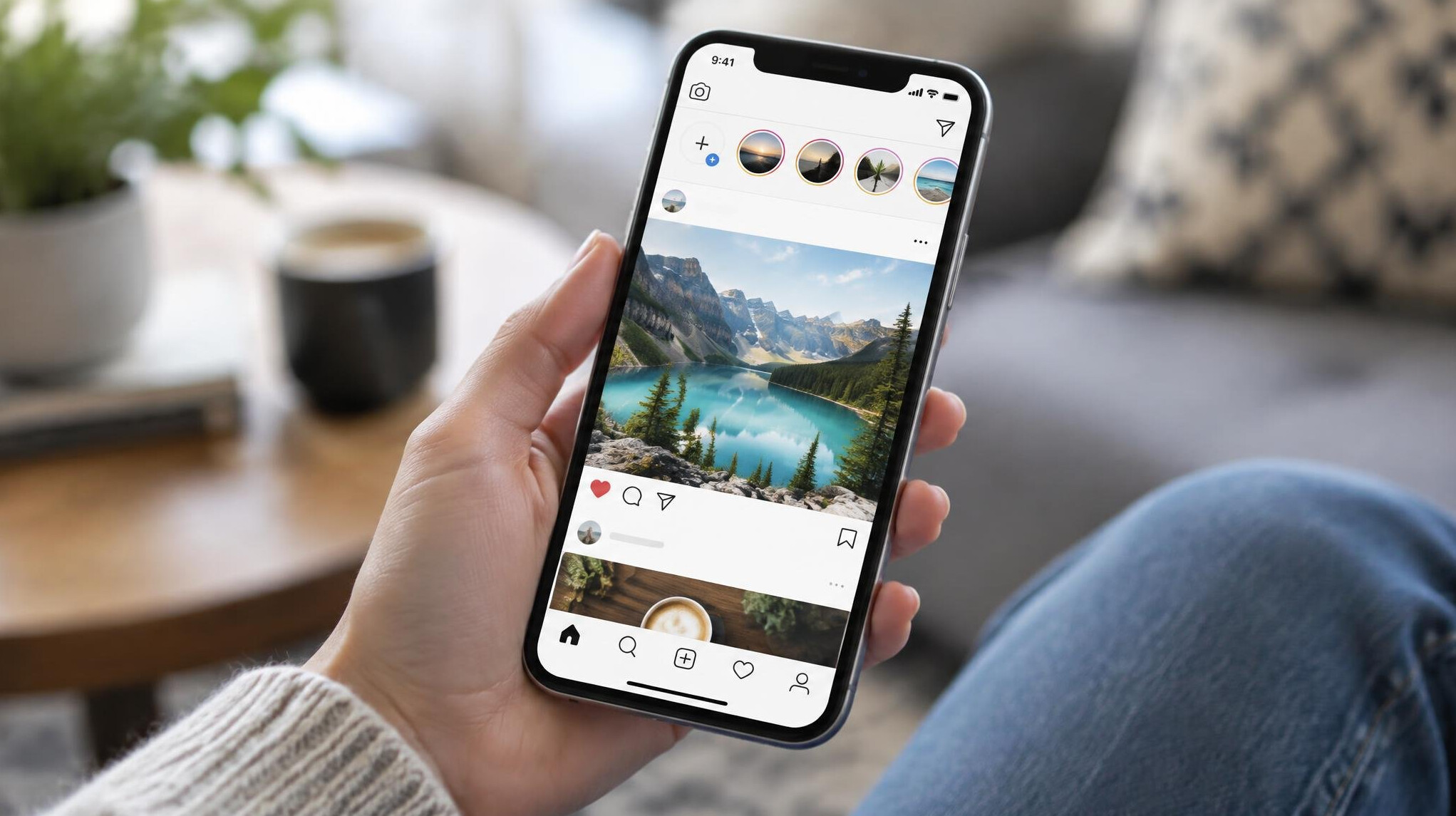 Smartphone showing a social media app
