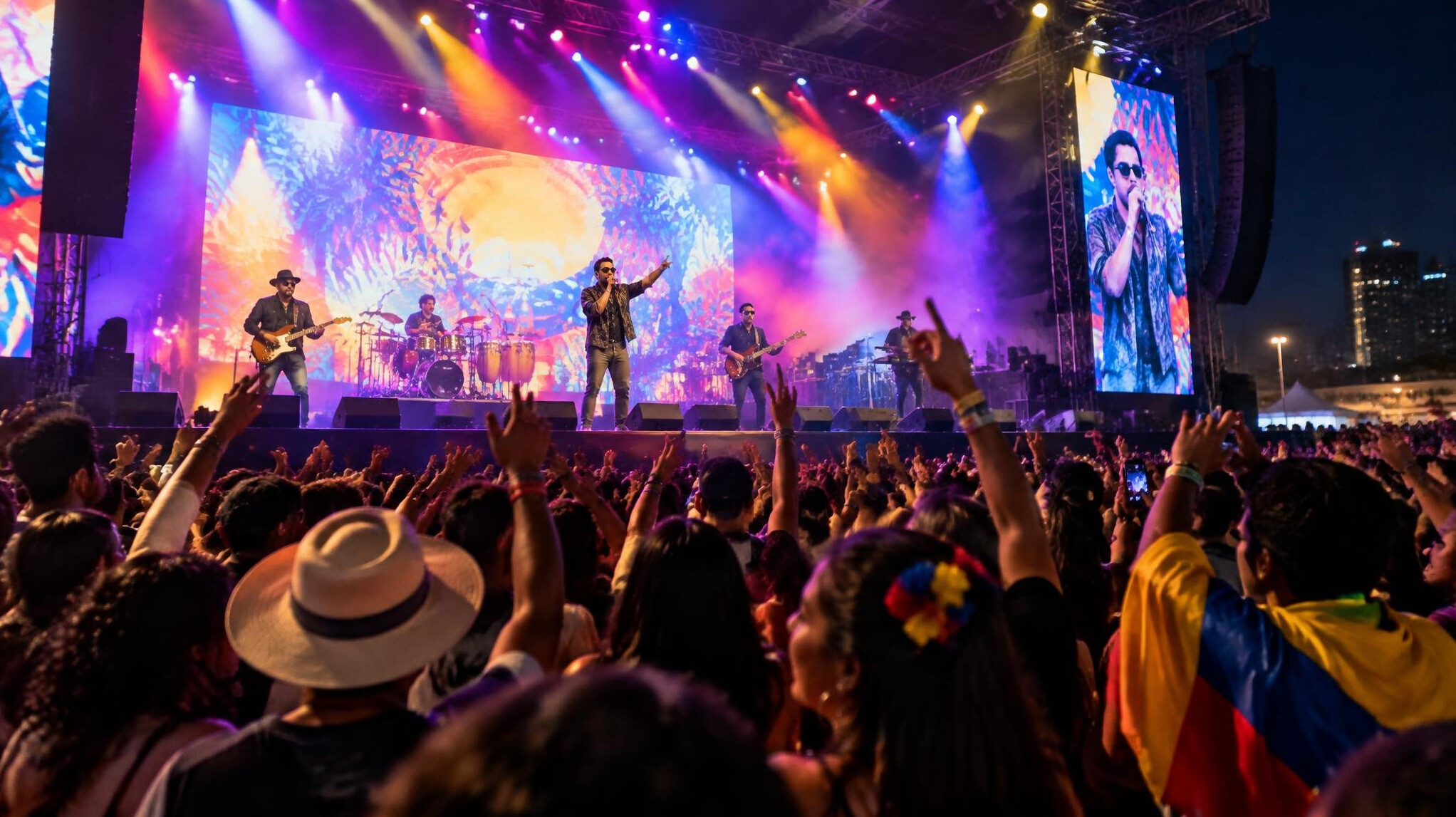 Concert crowd with stage lights