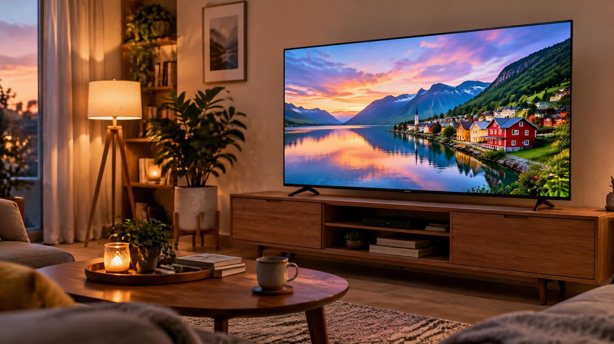 Television set in a living room
